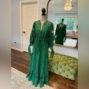 FARM RIO
Morada Boa Guipire Midi-Dress